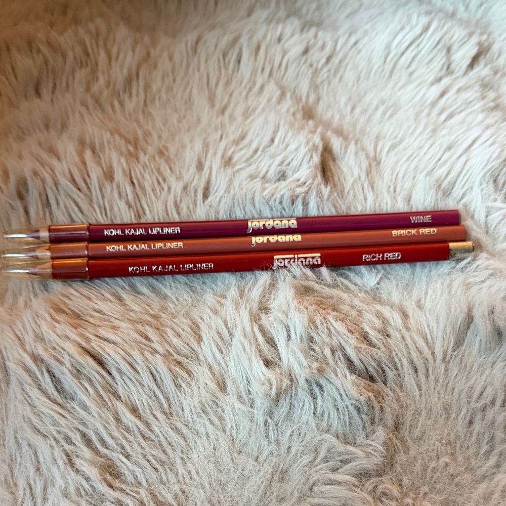 New Jordan Kohl Kajal Lip Liner Set - Wine, Brick Red, Rich Red